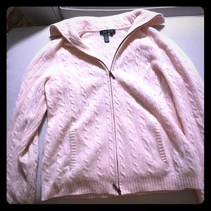Ralph Lauren zip up wool pink comfy sweater